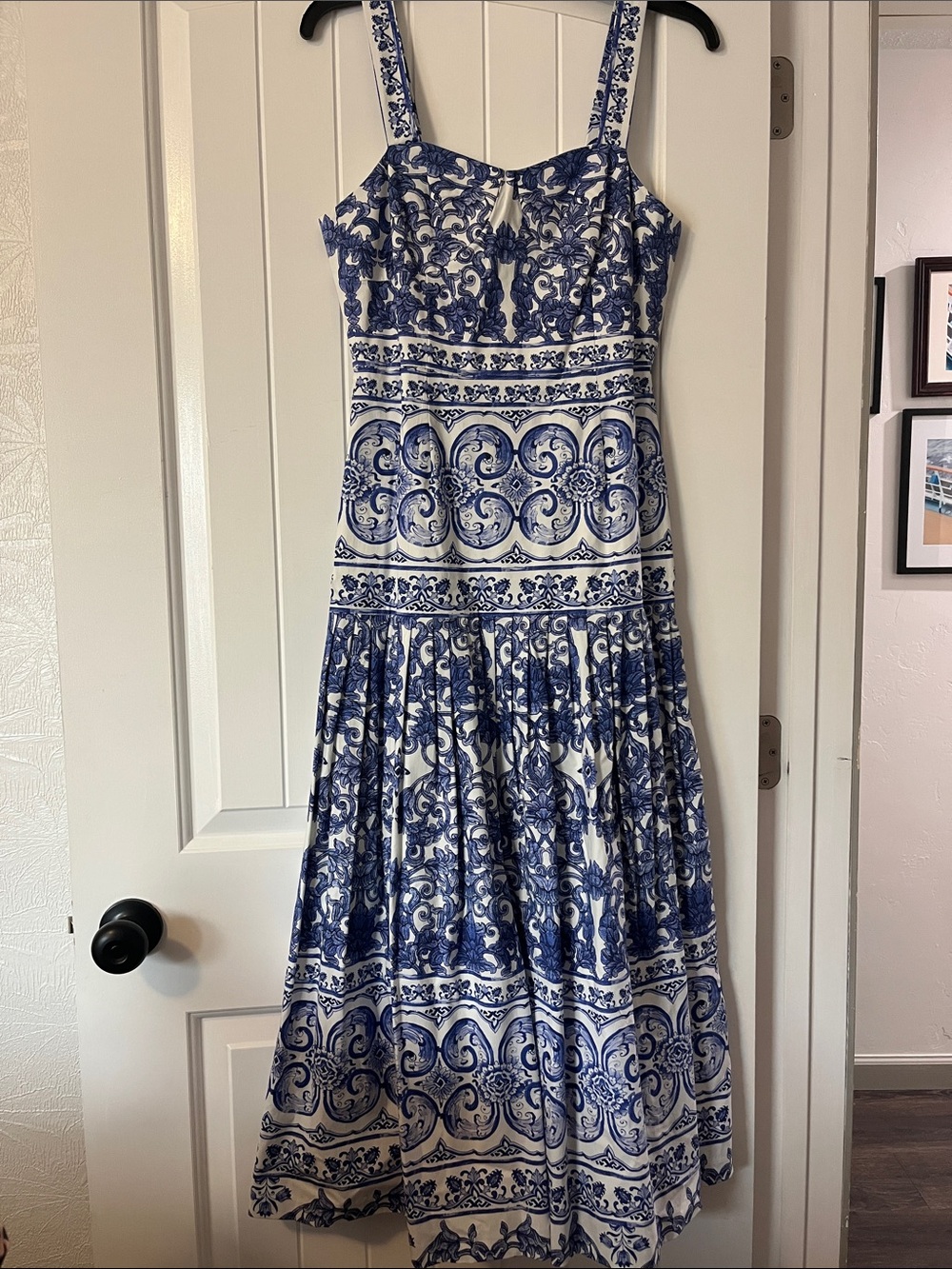 ANTONIO MELANI Blue & White Printed Maxi Dress